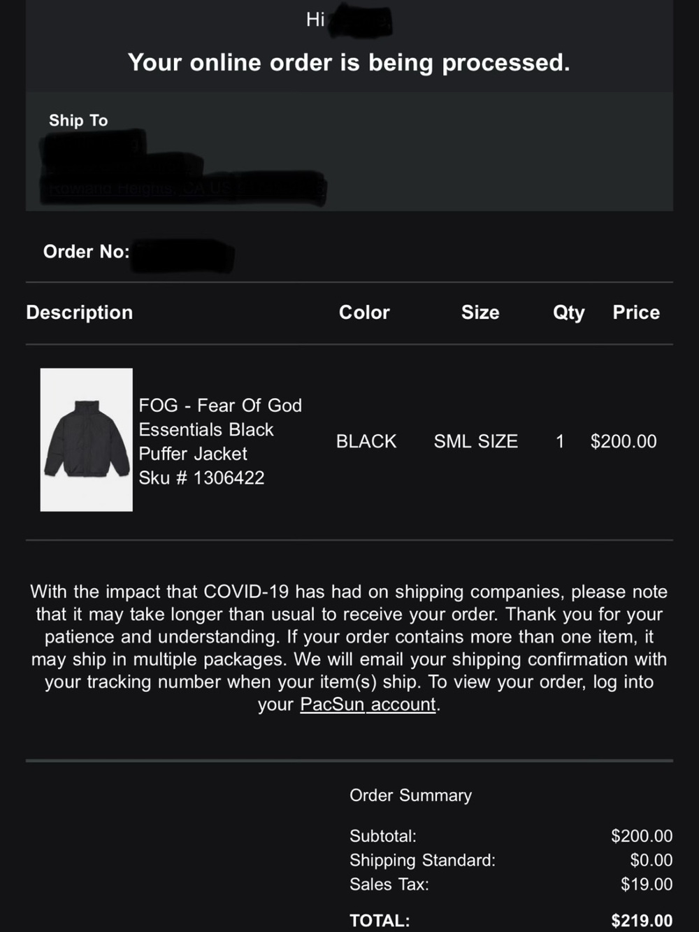Essentials - Fear Of God Puffer Jacket - Picture 10 of 10